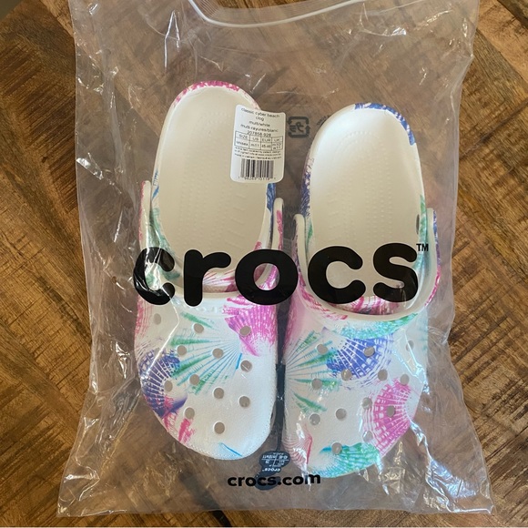 Crocs Classic Cyber Beach Clog Men's 11 White Tie Dye Multi Color Splatter NWT - Picture 10 of 11